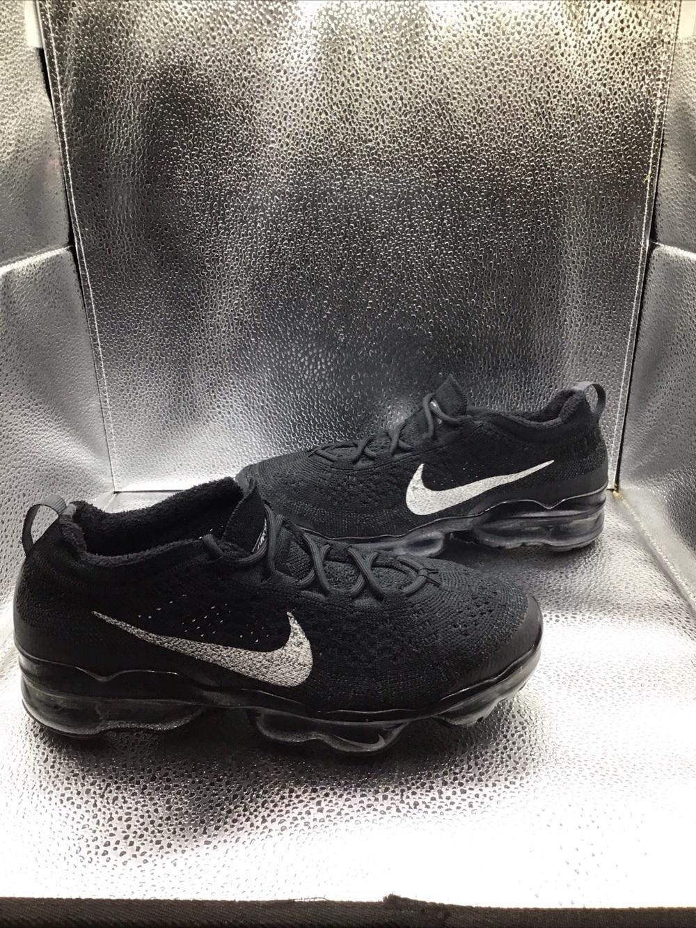 Nike Black Knit Running Shoes with White Swoosh